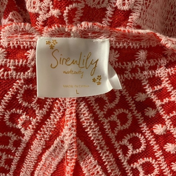Siren Lily Maternity Kimono Women Size Large Red and White Floral Tie Wa… - Picture 3 of 4